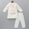 Online Ethnic Ivory Kurta And Pyjama With Floral Printed Jacket BOY Indian Ethnic Wear | Ethnic Sets