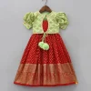 Clearance Ethnic Pleated Georgette Red Dress With Puffed Sleeves Jacket Ethnic Wear | Kurtis & Jumpsuits