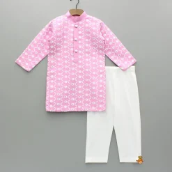 Discount Ethnic Sequins And Thread Embroidered Pink Kurta With Pyjama BOY Indian Ethnic Wear | Ethnic Sets