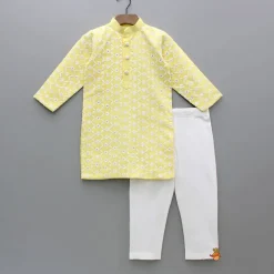 Best Ethnic Sequins And Thread Embroidered Yellow Kurta With Pyjama BOY Indian Ethnic Wear | Ethnic Sets