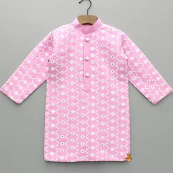 Discount Ethnic Sequins And Thread Embroidered Pink Kurta With Pyjama BOY Indian Ethnic Wear | Ethnic Sets