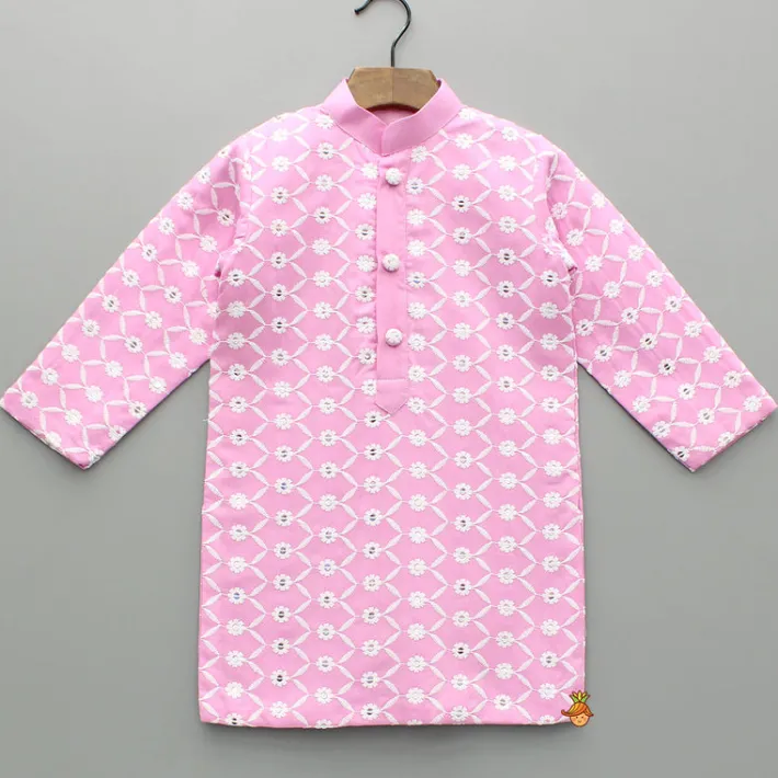 Discount Ethnic Sequins And Thread Embroidered Pink Kurta With Pyjama BOY Indian Ethnic Wear | Ethnic Sets