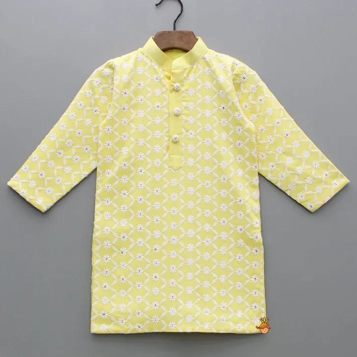 Best Ethnic Sequins And Thread Embroidered Yellow Kurta With Pyjama BOY Indian Ethnic Wear | Ethnic Sets