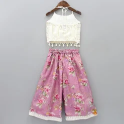 Clearance Exquisite Abhla Work Top And Pink Palazzo Ethnic Wear | Palazzos & Shararas
