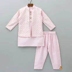 New Exquisite Kurta With Gota Lace Detailed Jacket And Pyjama BOY Indian Ethnic Wear | Ethnic Sets