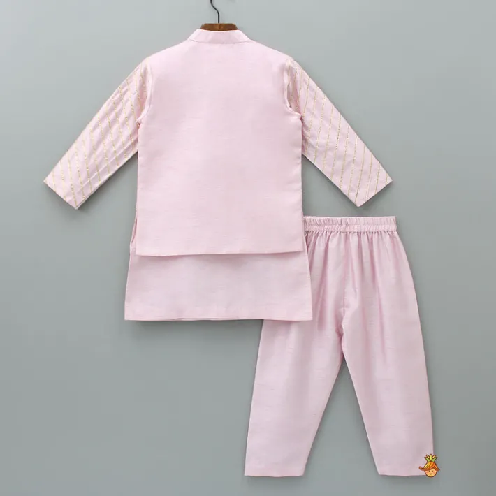 New Exquisite Kurta With Gota Lace Detailed Jacket And Pyjama BOY Indian Ethnic Wear | Ethnic Sets