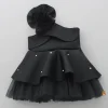 Sale Exquisite Pearls And Rose Embellished Frilly Black Scuba Dress Dresses & Sets | Dresses
