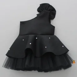 Sale Exquisite Pearls And Rose Embellished Frilly Black Scuba Dress Dresses & Sets | Dresses