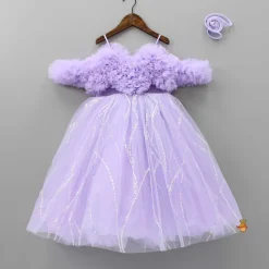 Hot Exquisite Ruffled Lavender Gown With Matching Hair Clip Dresses & Sets | Gowns