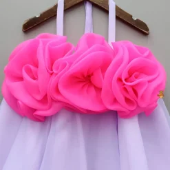 Hot Fabric Flower Enhanced Flared Dual Tone Dress Dresses & Sets | Dresses