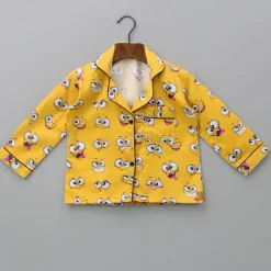 Best Facial Expressions Printed Pure Cotton Mustard Yellow Sleepwear BOY Sleep Wear | Sleepwear