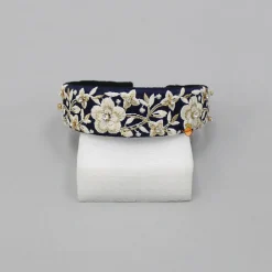 Outlet Fancy Navy Blue Zari Embroidered Hair Band Hair Accessories | Hair Bands