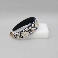 Outlet Fancy Navy Blue Zari Embroidered Hair Band Hair Accessories | Hair Bands