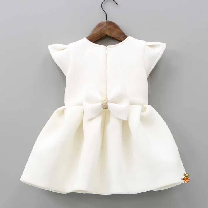 Discount Fancy Off White Scuba Dress With Matching Bow Head Band Dresses & Sets | Dresses