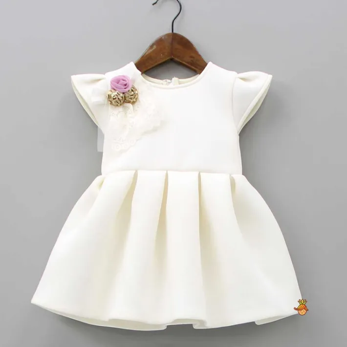 Discount Fancy Off White Scuba Dress With Matching Bow Head Band Dresses & Sets | Dresses