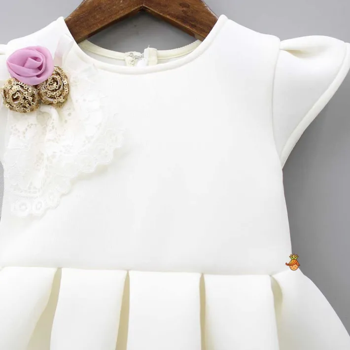 Discount Fancy Off White Scuba Dress With Matching Bow Head Band Dresses & Sets | Dresses