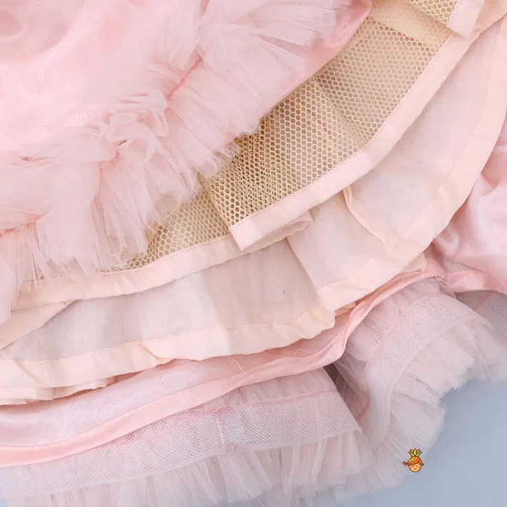Sale Fancy Peach Ruffle Peplum Gown Dresses & Sets | Gowns