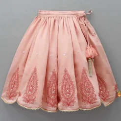 Best Faux Mirror And Thread Embroidered Top And Flared Lehenga Ethnic Wear | Lehengas & Ghagras