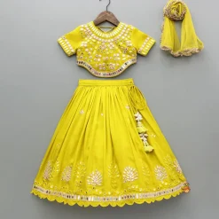 Clearance Faux Mirror Embroidered Top And Lehenga With Dupatta Ethnic Wear | Lehengas & Ghagras