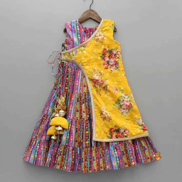 Fashion Faux Mirror One-Sided Flap Multicolour Ruffle Kurti Ethnic Wear | Kurtis & Jumpsuits