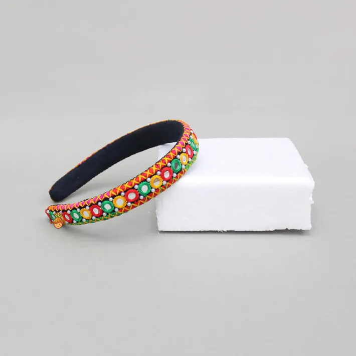 Clearance Faux Mirror Studded Multicolour Hairband Hair Accessories | Hair Bands