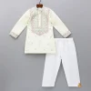Fashion Faux Mirror Work And Thread Embroidered Kurta With Pyjama BOY Indian Ethnic Wear | Ethnic Sets