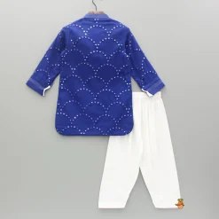 Hot Faux Mirror Work Blue Curved Hem Kurta And Salwar BOY Indian Ethnic Wear | Ethnic Sets