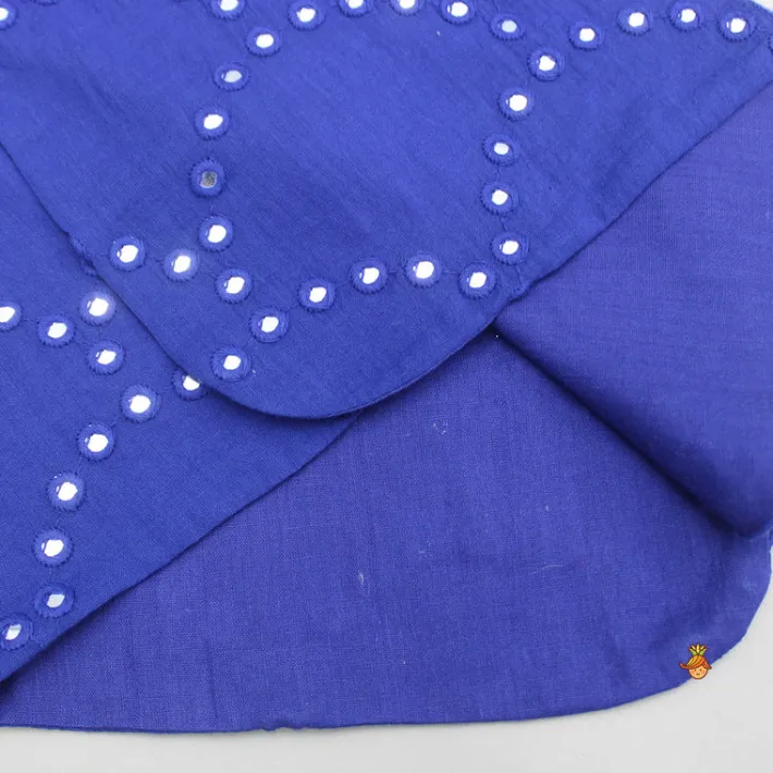 Hot Faux Mirror Work Blue Curved Hem Kurta And Salwar BOY Indian Ethnic Wear | Ethnic Sets
