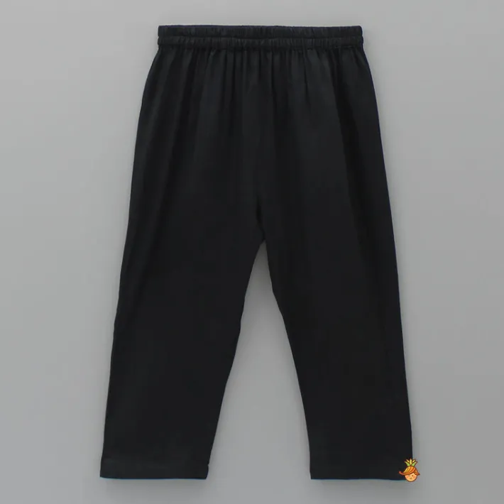 New Faux Mirror Work Flap Black Kurta And Pyjama BOY Indian Ethnic Wear | Ethnic Sets
