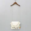 Online Faux Mirror Work Georgette Off White Sling Bag Bags