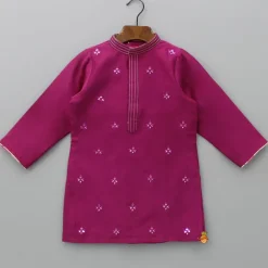 Fashion Faux Mirror Work Magenta Kurta And Pyjama BOY Indian Ethnic Wear | Ethnic Sets