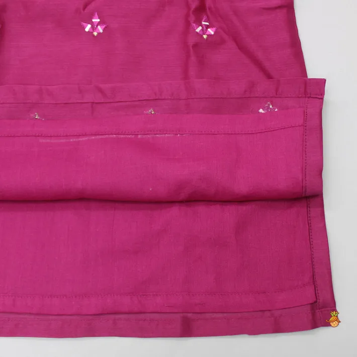 Fashion Faux Mirror Work Magenta Kurta And Pyjama BOY Indian Ethnic Wear | Ethnic Sets