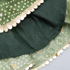 Online Faux Mirror Work Mehendi Green Top And Stylish Dhoti Skirt With Matching Hair Band Ethnic Wear | Dhotis & Patialas