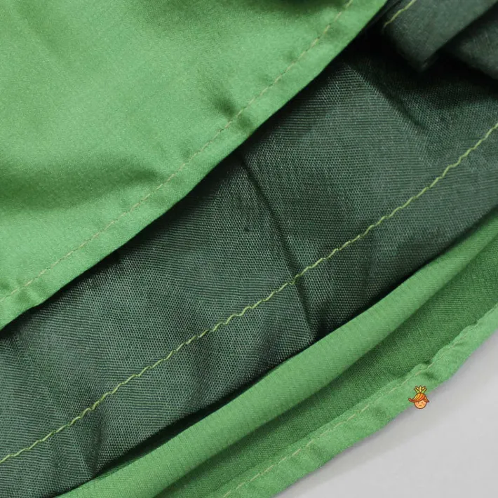 Online Faux Mirror Work Mehendi Green Top And Stylish Dhoti Skirt With Matching Hair Band Ethnic Wear | Dhotis & Patialas
