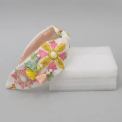 New Faux Mirror Work Off White Hair Band Hair Accessories | Hair Bands