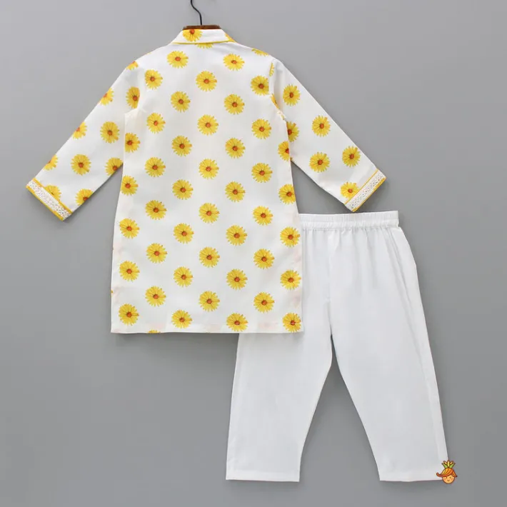 Clearance Faux Mirror Work Printed Cotton Linen Kurta And Pyjama BOY Indian Ethnic Wear | Ethnic Sets