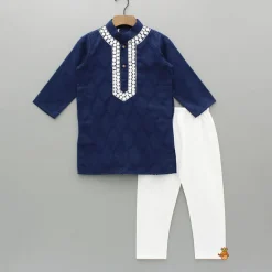 Hot Faux Mirror Work Textured Kurta And Pyjama BOY Indian Ethnic Wear | Ethnic Sets