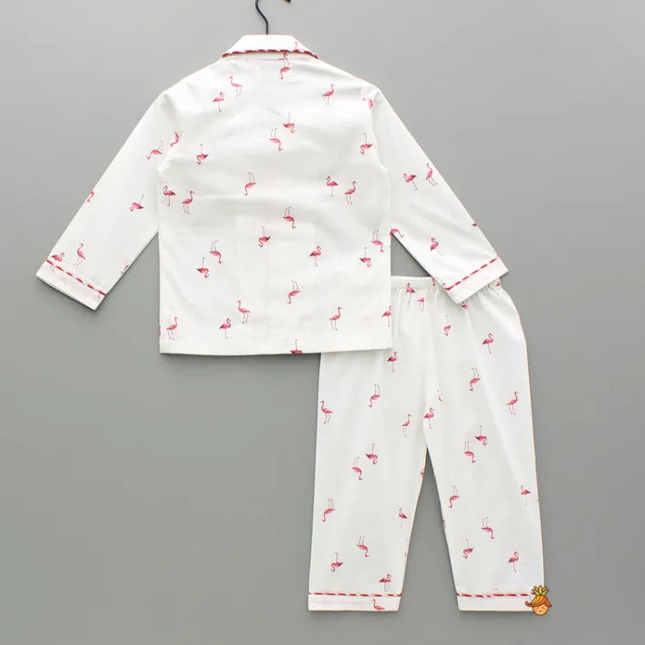 Fashion Flamingoes Printed Notch Collar Sleepwear BOY Sleep Wear | Sleepwear