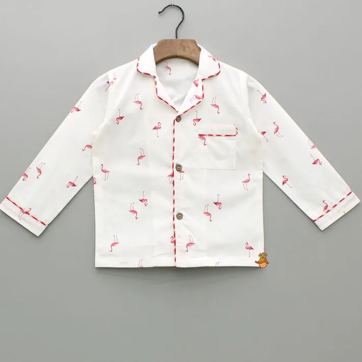 Fashion Flamingoes Printed Notch Collar Sleepwear BOY Sleep Wear | Sleepwear