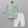 Hot Flap Green Ethnic Kurta And Off White Pyjama BOY Indian Ethnic Wear | Ethnic Sets