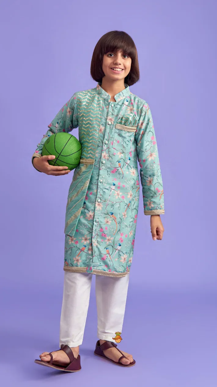 New Flap Green Ethnic Kurta And Off White Pyjama BOY Indian Ethnic Wear | Ethnic Sets