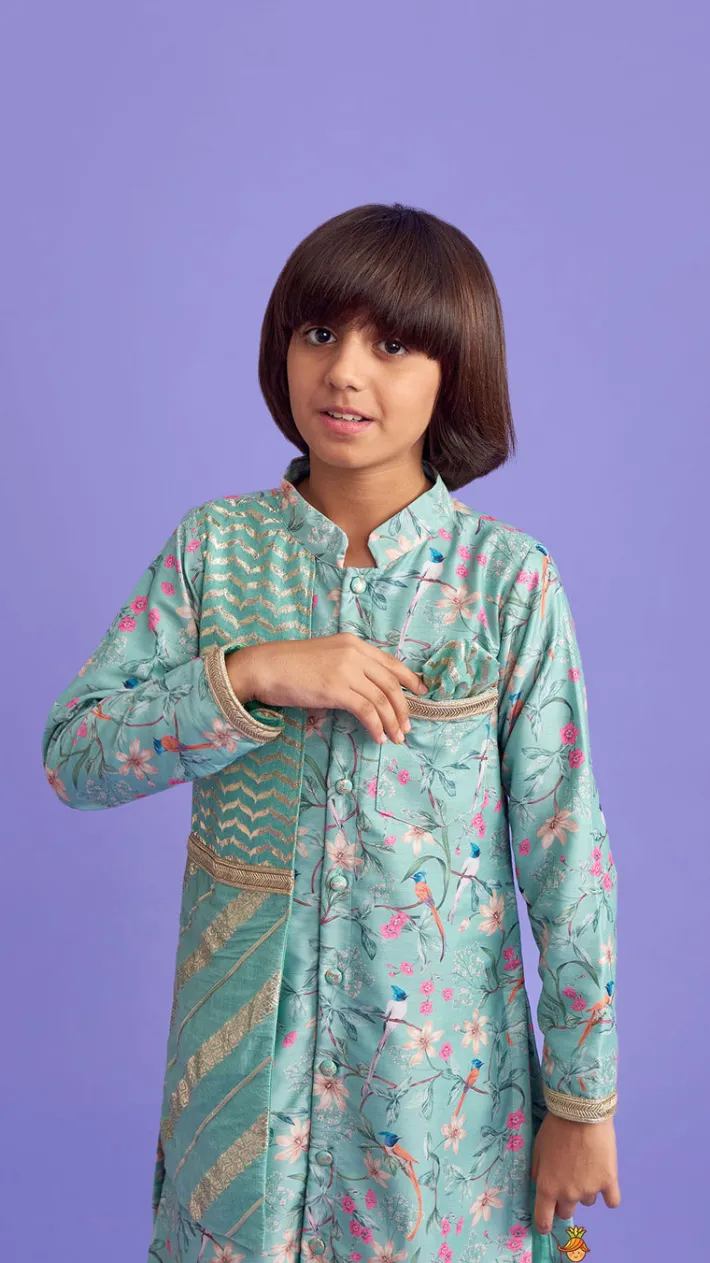New Flap Green Ethnic Kurta And Off White Pyjama BOY Indian Ethnic Wear | Ethnic Sets
