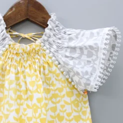 Best Flat Back Pearls Embellished Yellow And Grey High Neck Dress Dresses & Sets | Dresses