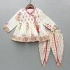 Hot Floral Angarkha Kurti And Chevron Printed Tulip Pants Ethnic Wear | Dhotis & Patialas