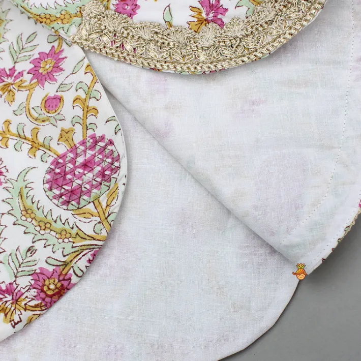 Outlet Floral Block Print Top With Lehenga And Dupatta Ethnic Wear | Lehengas & Ghagras