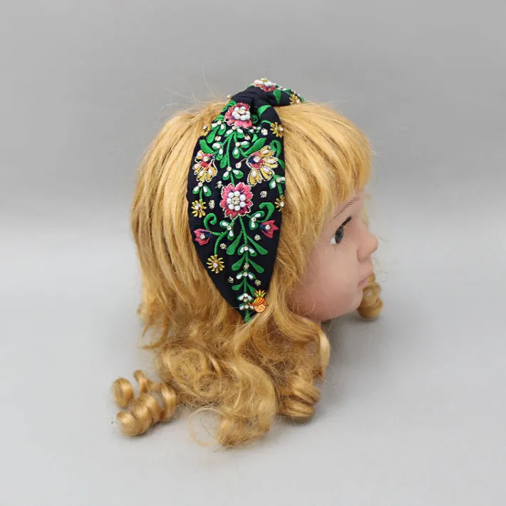 Best Floral Embroidered Black Hairband Hair Accessories | Hair Bands