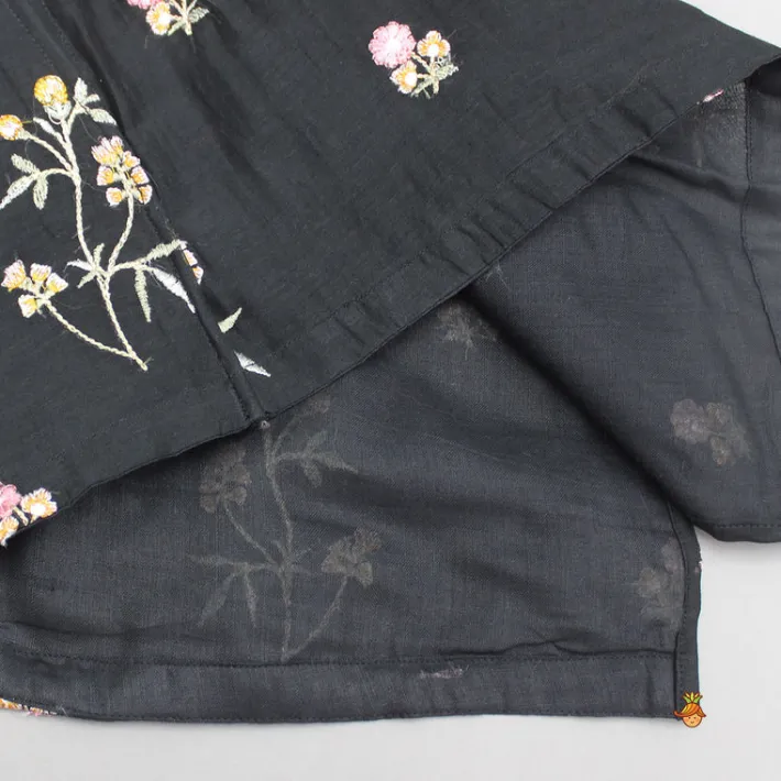 Sale Floral Embroidered Black Kurta And Pyjama BOY Indian Ethnic Wear | Ethnic Sets