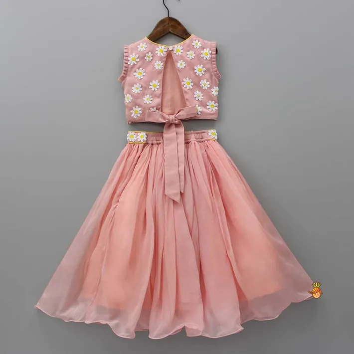 New Floral Embroidered Stylish Back Pink Top And Lehenga Ethnic Wear | Lehengas & Ghagras