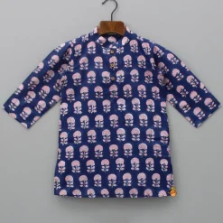 Best Floral Hand Block Printed Blue Kurta And Pyjama BOY Indian Ethnic Wear | Ethnic Sets