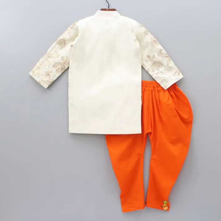 New Floral Lace Work Kurta With Churidar BOY Indian Ethnic Wear | Ethnic Sets